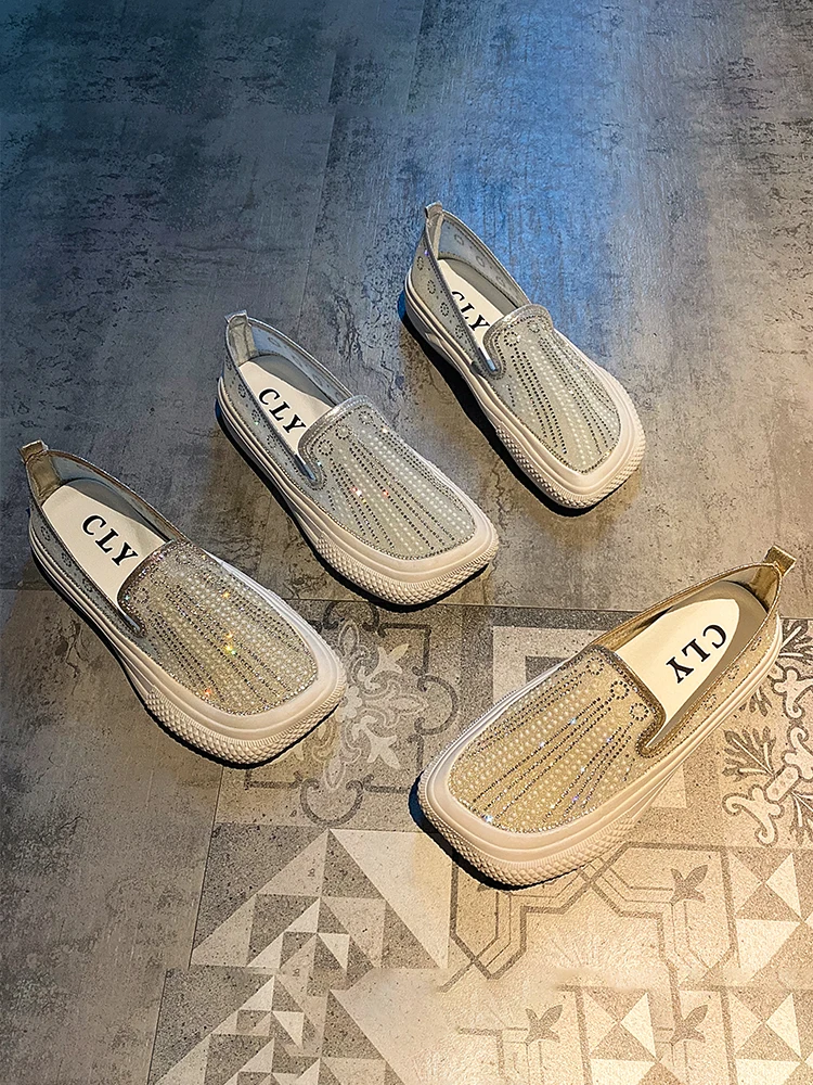 Women's Shoes 2021 New Spring Soft Bottom Square Head Mesh Shiny Diamond Breathable Low-heel Loafers Shoes for Women
Women's Shoes 2021 New Spring Soft Bottom Square Head Mesh Shiny Diamond Breathable Low-heel Loafers Shoes for Women