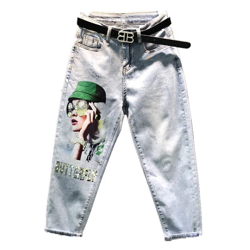 European Loose Jeans Women New Fashion Denim Jeans Printed Letters Hot Drilling Denim Harem Pants Femme Plus Size
European Loose Jeans Women New Fashion Denim Jeans Printed Letters Hot Drilling Denim Harem Pants Femme Plus Size