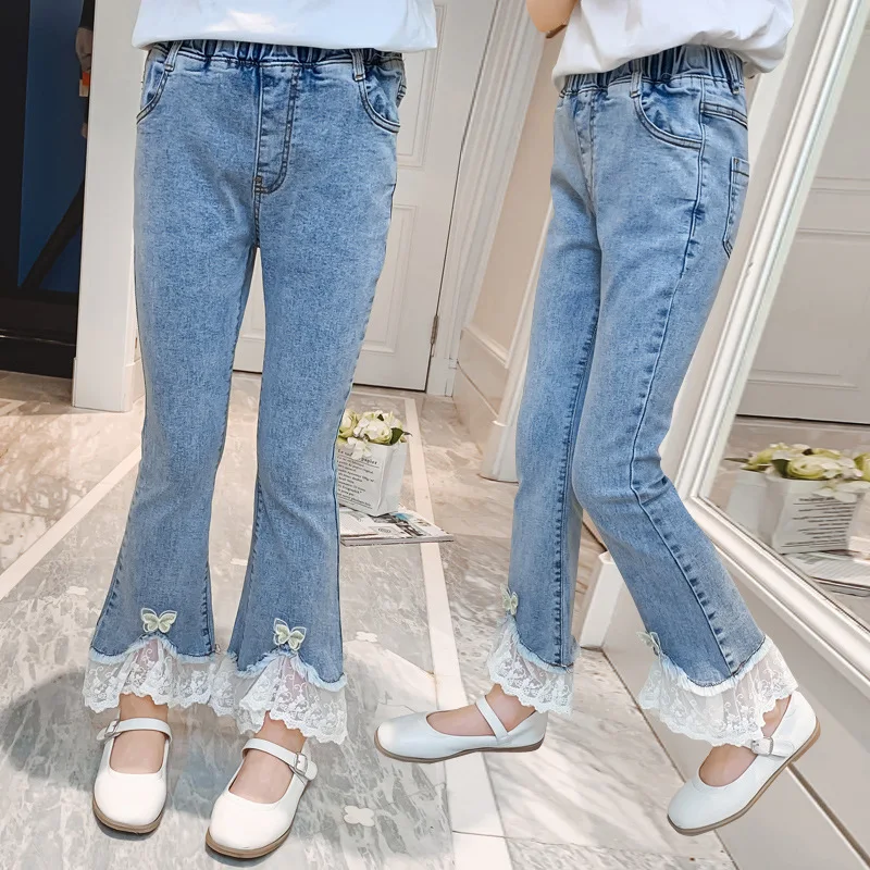 Джинсы-клеш для девочек 4-12 лет, с кружевом
Джинсы-клеш для девочек 4-12 лет, с кружевом