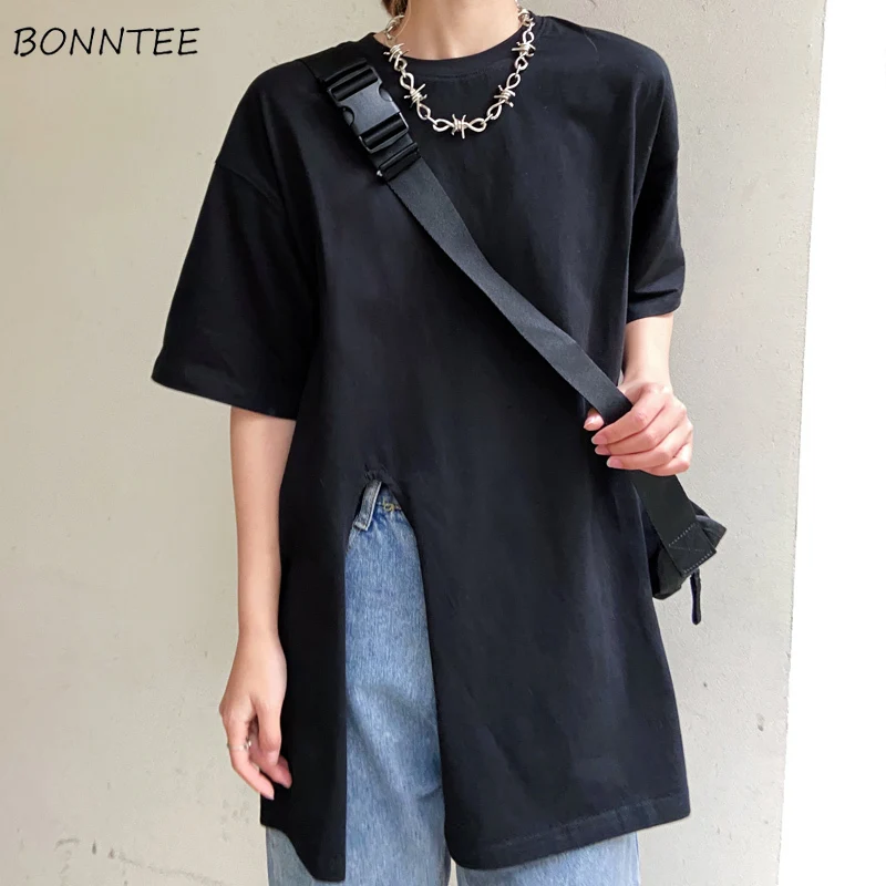 Short Sleeve T-shirts Women Clothes Summer Leisure Tops Stylish Teens Solid Couple Regular Front-split Design All-match Tees BF
Short Sleeve T-shirts Women Clothes Summer Leisure Tops Stylish Teens Solid Couple Regular Front-split Design All-match Tees BF