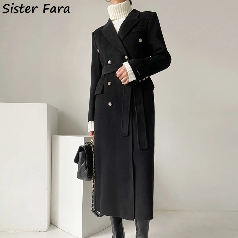 Женское двубортное пальто Sister Fara, длинное шерстяное пальто-Тренч с металлическими пуговицами, на шнуровке, Осень-зима
Женское двубортное пальто Sister Fara, длинное шерстяное пальто-Тренч с металлическими пуговицами, на шнуровке, Осень-зима