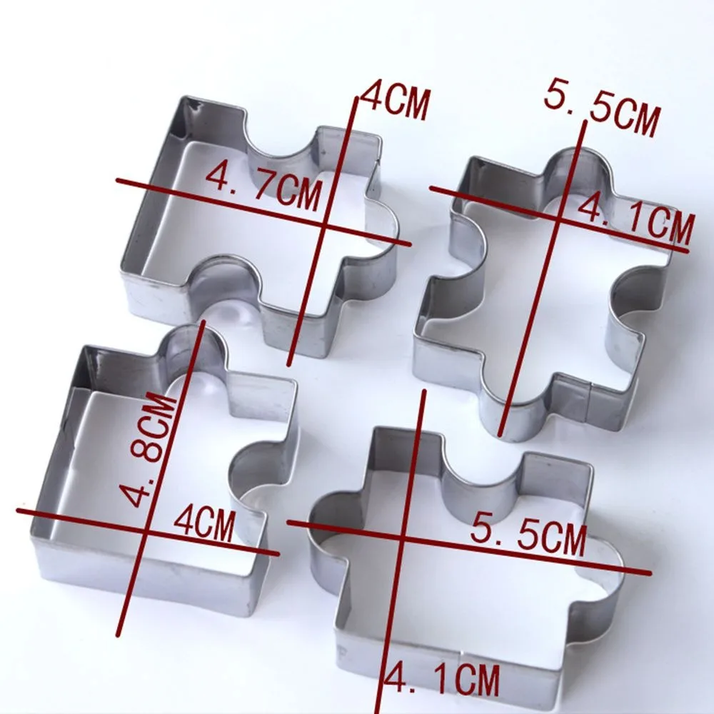 2019 New hot 4pcs Stainless Steel Puzzle Cookie Cutter DIY Biscuit Dessert Mold Pastry Fondant Cake Decorating Frame
2019 New hot 4pcs Stainless Steel Puzzle Cookie Cutter DIY Biscuit Dessert Mold Pastry Fondant Cake Decorating Frame