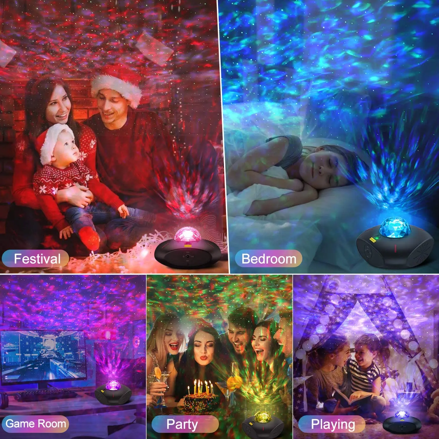 4in1 Smart Wifi Starry Sky Projector UFO Galaxy Ocean Wave Projection Lamp Music Voice Control Night Lamp Decor BT-compatible 
4in1 Smart Wifi Starry Sky Projector UFO Galaxy Ocean Wave Projection Lamp Music Voice Control Night Lamp Decor BT-compatible