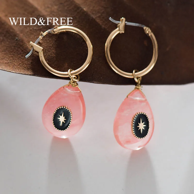 Wild & Free Vintage Natural Stone Earrings Hoops Waterdrop Pink Stone With Star Pendant Hoop Earrings For Women Wedding Jewelry
Wild & Free Vintage Natural Stone Earrings Hoops Waterdrop Pink Stone With Star Pendant Hoop Earrings For Women Wedding Jewelry