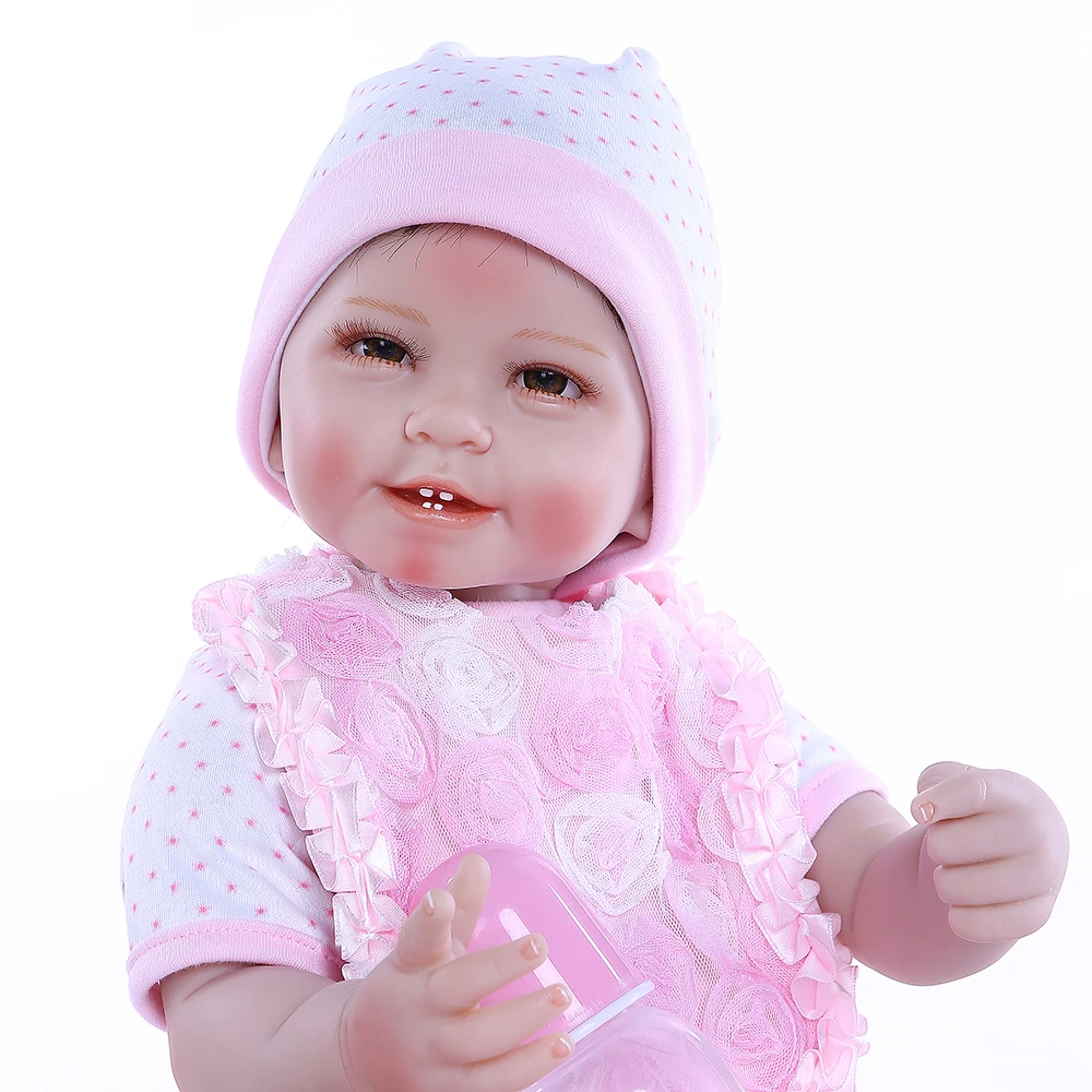 50cm 0-3Month Real Baby Size Smile With Teeth Realitic Reborn Doll Lifelike Soft Touch Weighted Body Pink Dress | Игрушки и хобби