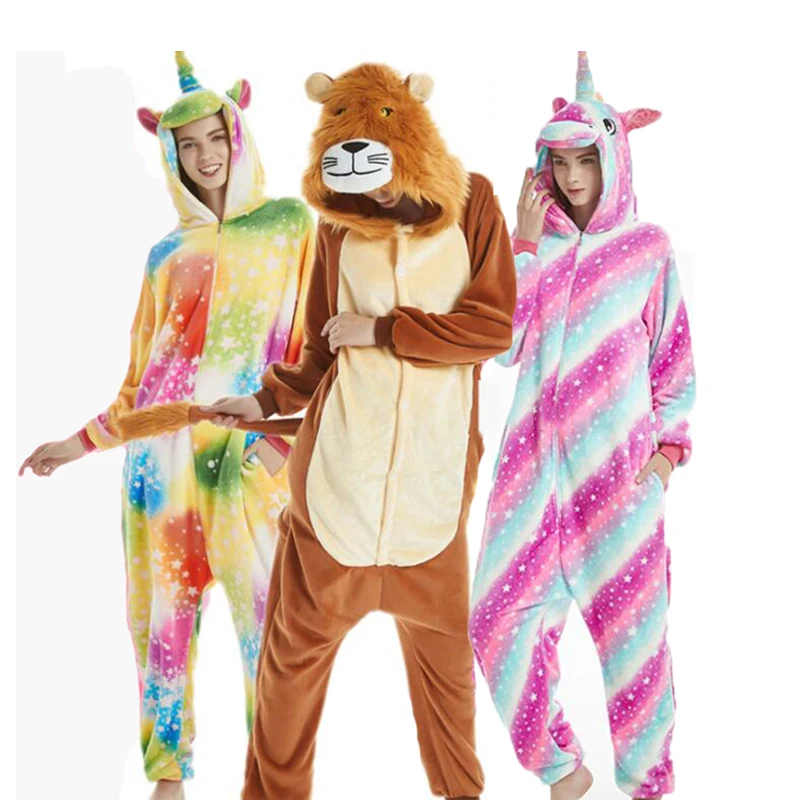 

Unicorn Cosplay Kigurumi Onesie Adult Women Animal Pajamas Flannel Warm Soft Sleepwear Onepiece Man Winter Jumpsuit Pijama