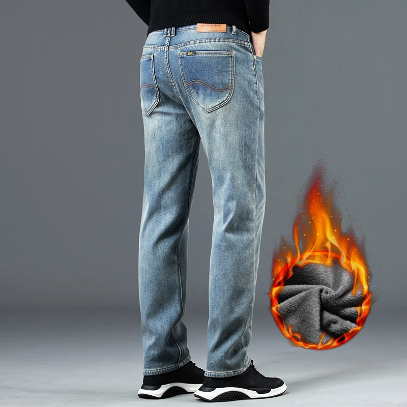 Men's Fitted Straight Slim Winter Jeans Brand Clothing Retro Style Fleece Thick and Comfortable Warm Cotton Stretch Denim Jeans
Men's Fitted Straight Slim Winter Jeans Brand Clothing Retro Style Fleece Thick and Comfortable Warm Cotton Stretch Denim Jeans