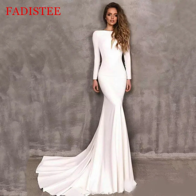 Vestidos De Novia платье размера плюс свадебное платье с О-образным вырезом одежда с длинным рукавом платье Русалка с открытой спиной развертки пое...
Vestidos De Novia платье размера плюс свадебное платье с О-образным вырезом одежда с длинным рукавом платье Русалка с открытой спиной развертки пое...