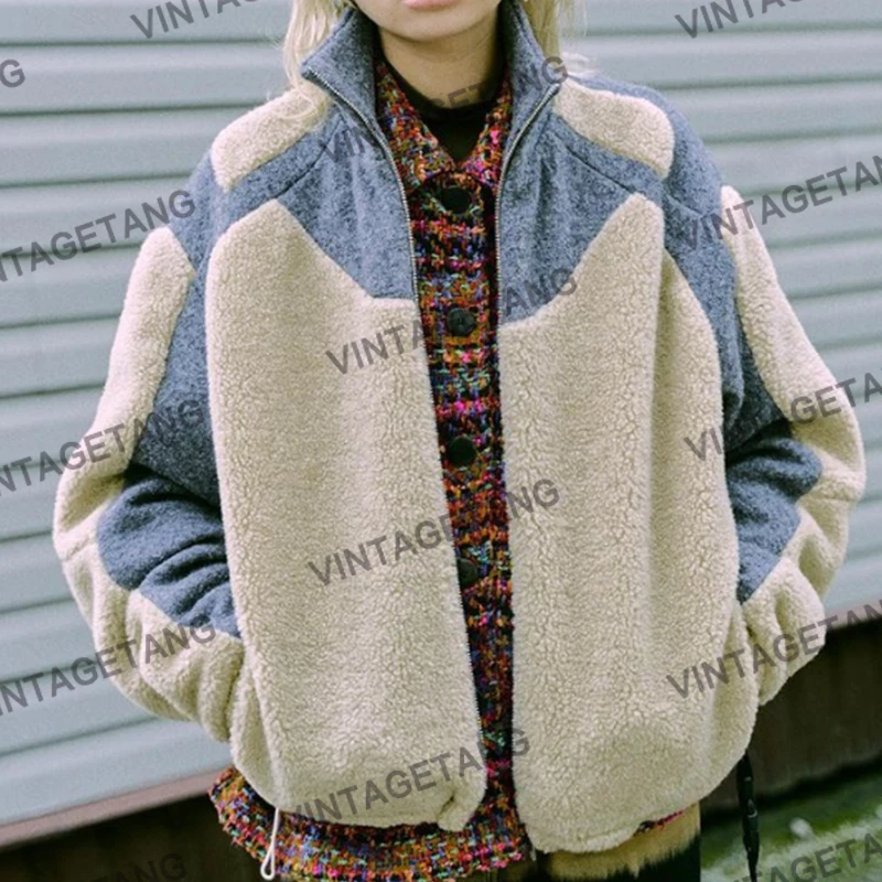 B-TOTO 2021 Fall/winter New Style Stand-up Collar Stitching Lamb Hair Loose European And American Quilted Jacket
B-TOTO 2021 Fall/winter New Style Stand-up Collar Stitching Lamb Hair Loose European And American Quilted Jacket