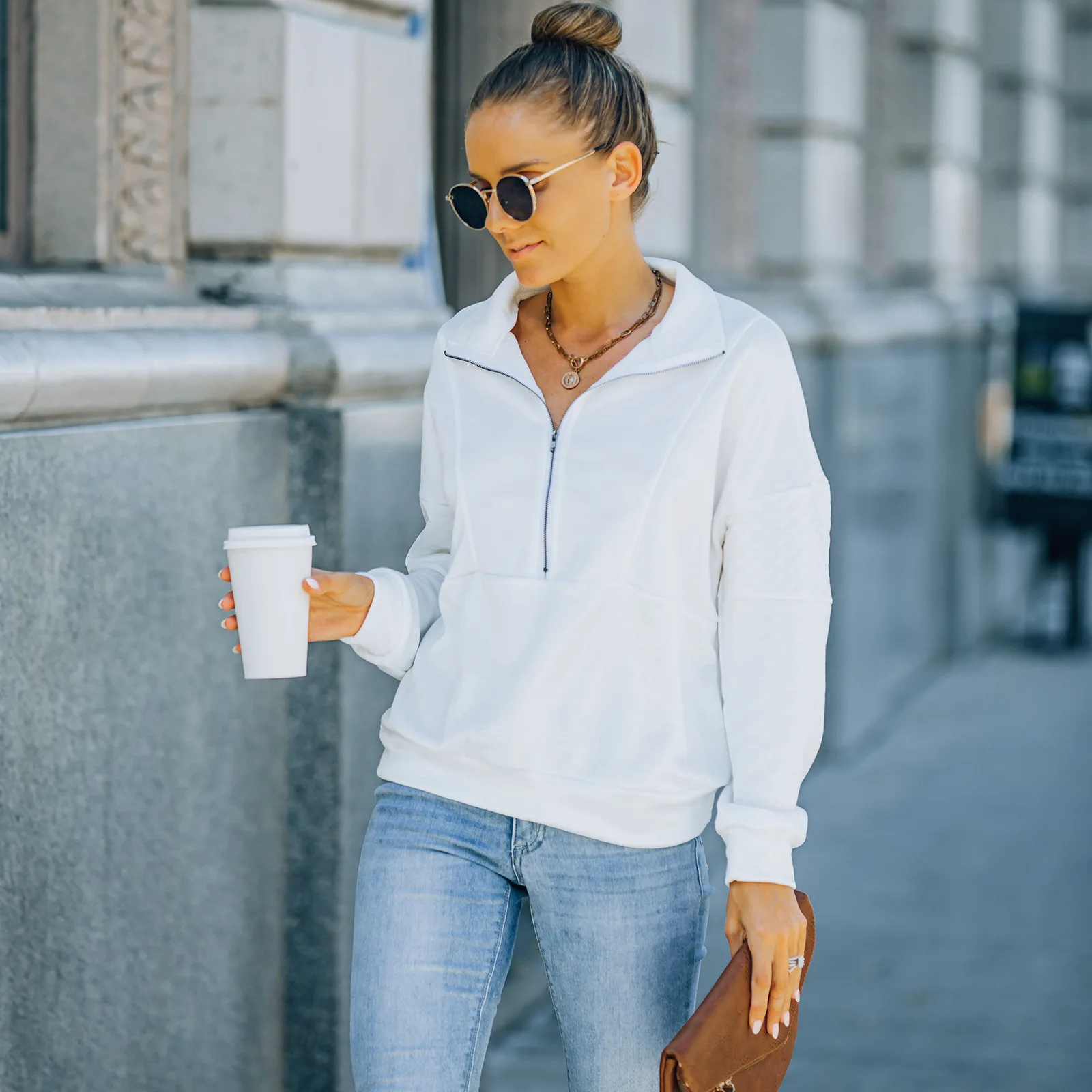 Autumn Spring Casual Turtleneck Sweatshirt Women White Black Dark Blue Female Zipper Tops Long Sleeve Jumper Loose Lady Pullover
Autumn Spring Casual Turtleneck Sweatshirt Women White Black Dark Blue Female Zipper Tops Long Sleeve Jumper Loose Lady Pullover