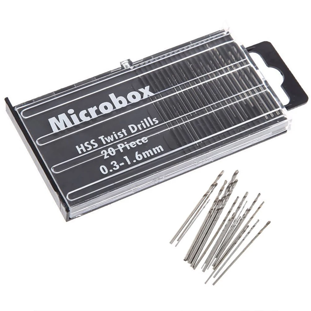 20Pcs 0.3-1.6mm Electric Drill Bit HSS High Speed Steel Mini Twist Drill Bit Set Woodworking Carpentry Tools Parts Metal Drills
20Pcs 0.3-1.6mm Electric Drill Bit HSS High Speed Steel Mini Twist Drill Bit Set Woodworking Carpentry Tools Parts Metal Drills