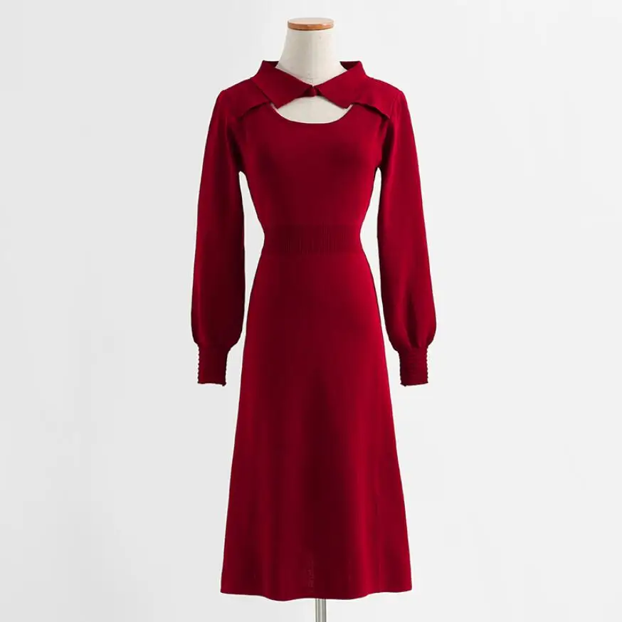 Autumn Winter Elegant Knitted Dress 2021 New Long sleeve Hollow out Party Red Dresses Women Vintage A-line Long Sweater Dress
Autumn Winter Elegant Knitted Dress 2021 New Long sleeve Hollow out Party Red Dresses Women Vintage A-line Long Sweater Dress