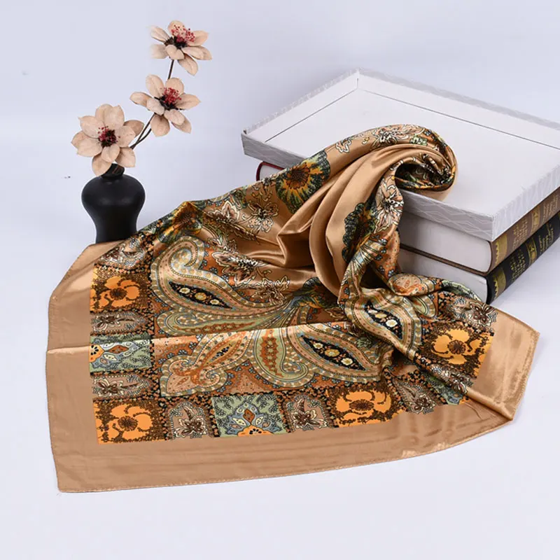 90*90CM Scarves Women Foulard Square Neckerchief Headband Ladies Shawl Wrap Muffler Pareo Bandanna Female Chiffon Hijab Scarf