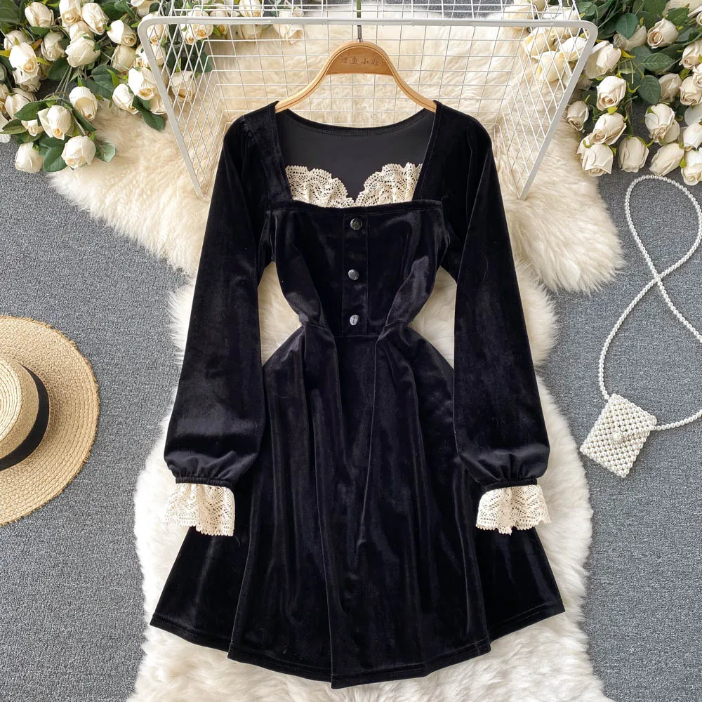 Women Office Lady Lace Patchwork Dresses Y2K Autumn Vintage Velvet OL Vestidos Spring Sexy Long Sleeve Slim Party Dress D694
Women Office Lady Lace Patchwork Dresses Y2K Autumn Vintage Velvet OL Vestidos Spring Sexy Long Sleeve Slim Party Dress D694