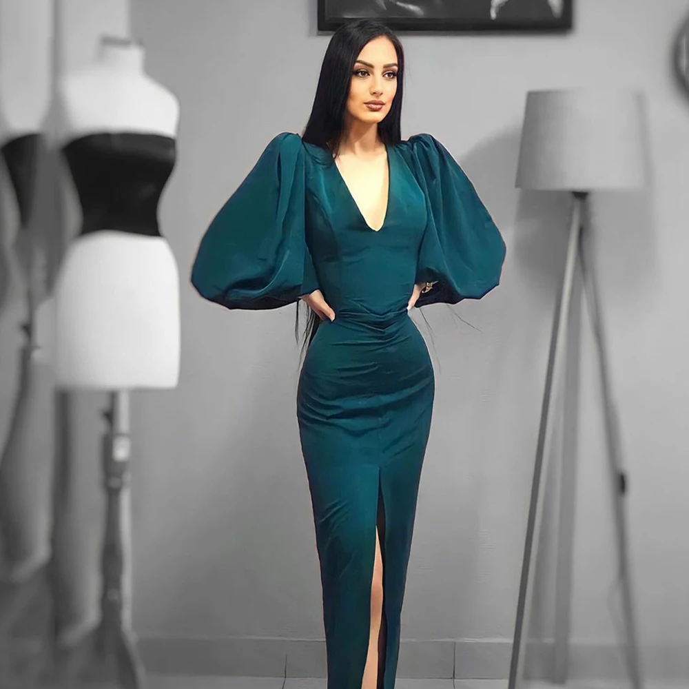 Laxsesu Dark Green Mermaid Satin Prom Dress V-Neck Puffy Sleeves Party Dresses Long Women Dubai Cocktail Gowns 2021
Laxsesu Dark Green Mermaid Satin Prom Dress V-Neck Puffy Sleeves Party Dresses Long Women Dubai Cocktail Gowns 2021