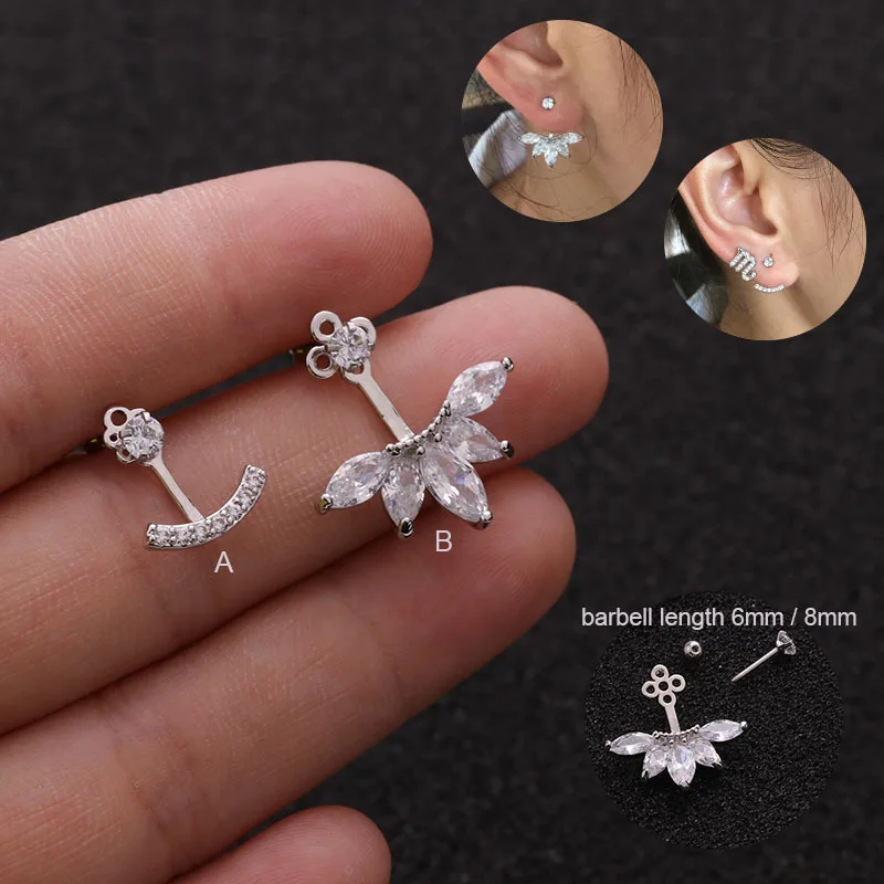 

1PC Flower Crown Cz Ear Studs Helix Piercing Cartilage Earring Conch Rook Tragus Stud Ear Piercing Baby jewelery