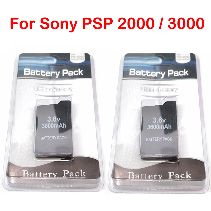 

2pcs/lot 3.6V 3600mAh Rechargeable Battery Pack for Sony PSP 2000 PSP 3000 PSP2000 PSP3000 Console Gamepad Replacement Batteries
