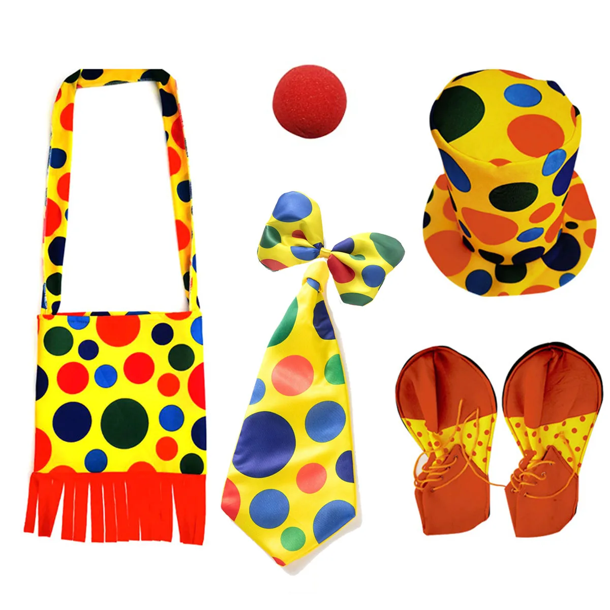 Pack Children Kids Girls Clown Costume Polka Dots Bag Hat Bow Tie Nose Shoes Halloween Cosplay Accessories
Pack Children Kids Girls Clown Costume Polka Dots Bag Hat Bow Tie Nose Shoes Halloween Cosplay Accessories