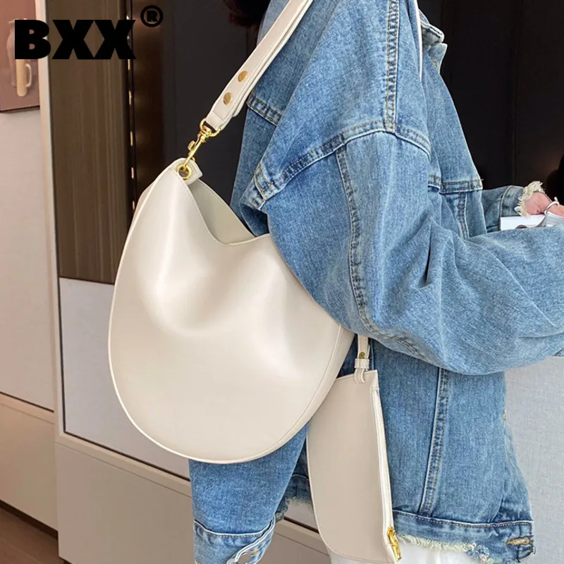 

[BXX] Simple Solid Color PU Leather Crossbody Bags For Women 2021 Autumn Branded Shoulder Bag Trending Luxury Hand Bag HS539