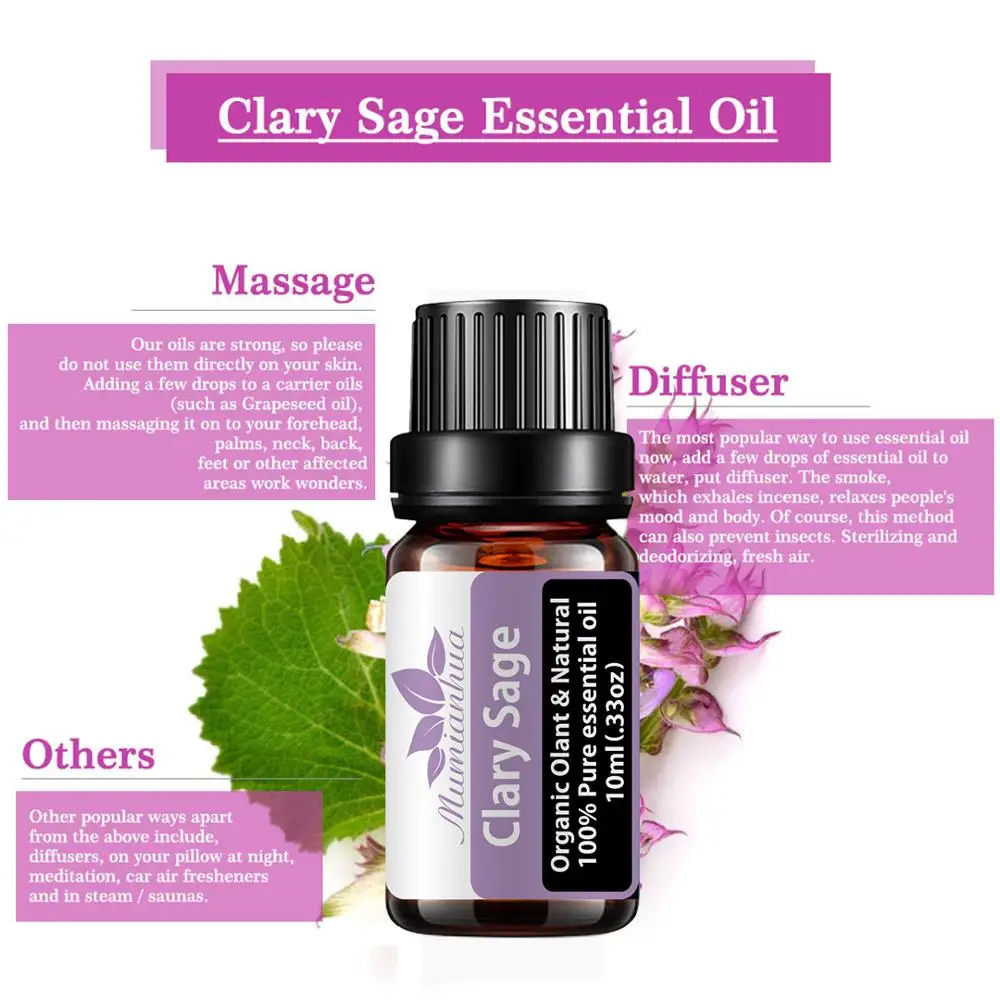 Clary Sage Massage Aromatherapy Oil Healthy Calm Mood Clear The Mind Oxygen Concentration Increase Improve Refreshing Skin Care
Clary Sage Massage Aromatherapy Oil Healthy Calm Mood Clear The Mind Oxygen Concentration Increase Improve Refreshing Skin Care