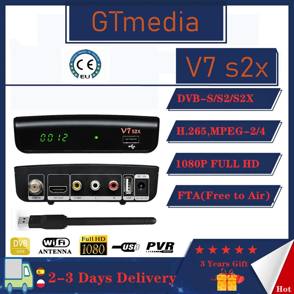 Full HD GTMedia V7 S2X Satellite Receiver DVB-S2 Decoder +USB WIFI Upgrade by gtmedia V7S HD gtmedia v7s2x Receptor no APP
Full HD GTMedia V7 S2X Satellite Receiver DVB-S2 Decoder +USB WIFI Upgrade by gtmedia V7S HD gtmedia v7s2x Receptor no APP