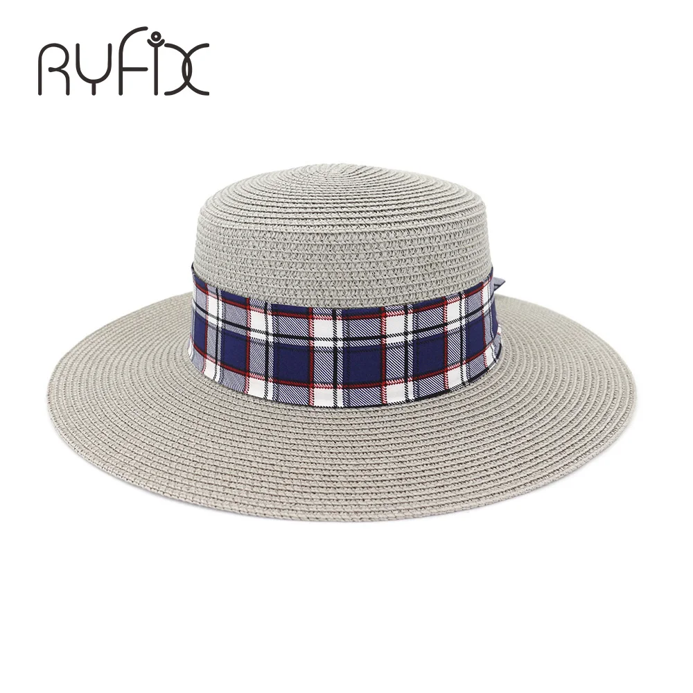 New flat edge straw hat ribbon check sun hat British wind sun hat sun block hat female HA72
New flat edge straw hat ribbon check sun hat British wind sun hat sun block hat female HA72