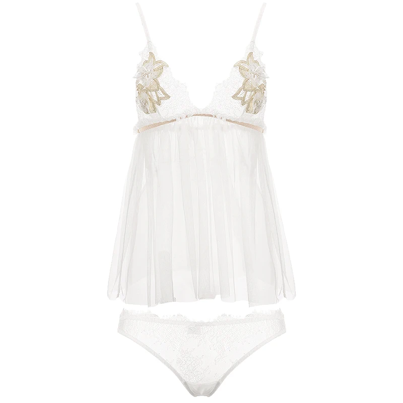 Night Sleep Dress set Nighties for Women Underwear Lingerie Sling Lace Embroidery V-Neck Sexy Nightdress Lenceria Femenina
Night Sleep Dress set Nighties for Women Underwear Lingerie Sling Lace Embroidery V-Neck Sexy Nightdress Lenceria Femenina