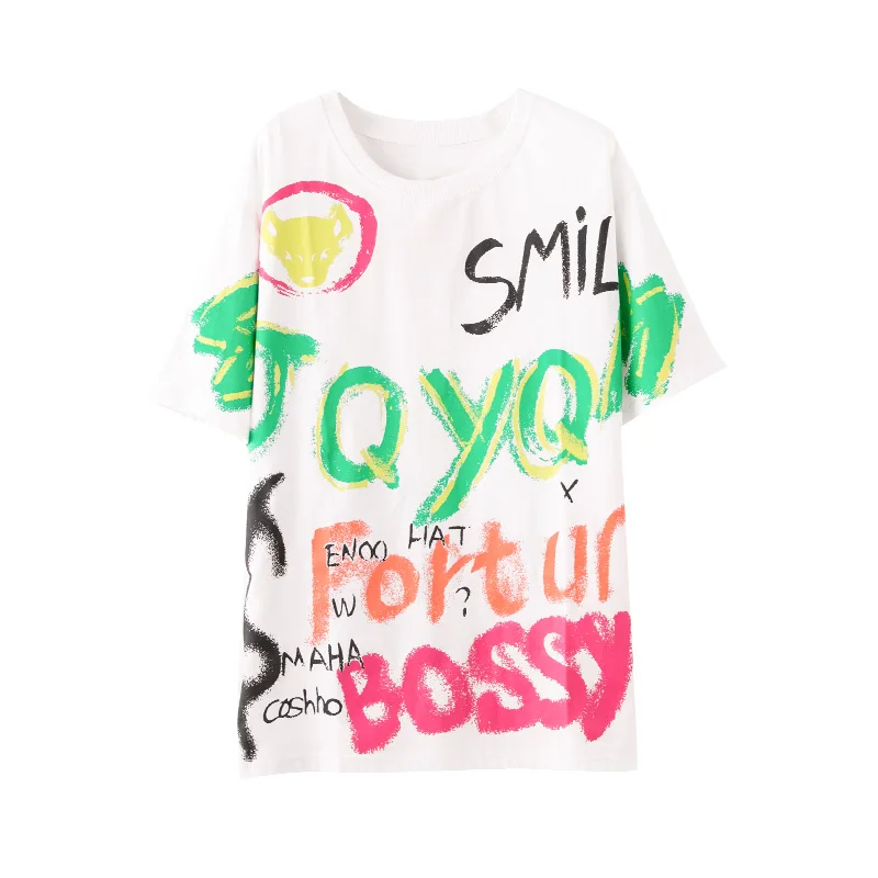 Houthion Loose Large Size Women T-shirt Short Sleeve Letter Printing Tshirt New Casual Fashion T Shirt Summer Cotton Top O-Neck
Houthion Loose Large Size Women T-shirt Short Sleeve Letter Printing Tshirt New Casual Fashion T Shirt Summer Cotton Top O-Neck