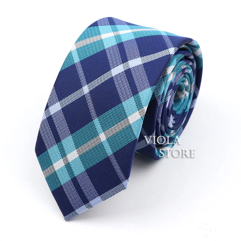 Classic Jacquard Plaid Striped Necktie 6cm Polyester Blue Male Slim Tie Skinny Tuxedo Suit Shirt Cravat Gift For Men Accessory | Аксессуары
