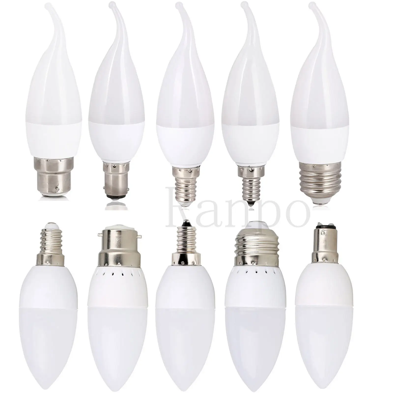 

E12 E14 E27 LED Candle Light Bulb Flame Tip B22 Screw 85-265V 3W Chandelier Lamp 2835 SMD Cool Warm White Energy Saving for Home