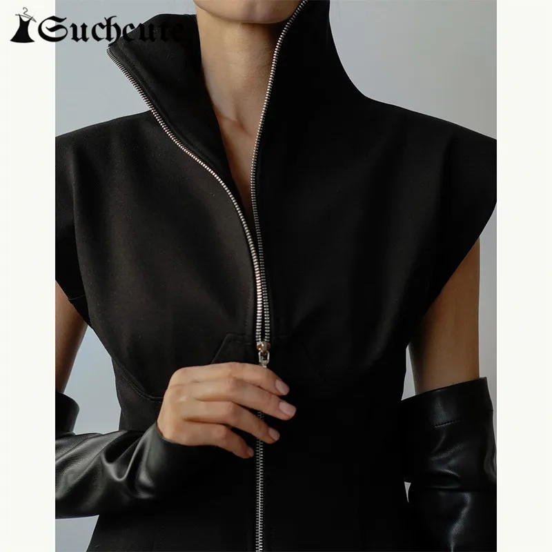 SUCHCUTE Gothic Sleeveless Vest Fashion Women Jacket High Collar Vintage Casual Autumn Winter Coats Zipper Up Streetwear Outfits
SUCHCUTE Gothic Sleeveless Vest Fashion Women Jacket High Collar Vintage Casual Autumn Winter Coats Zipper Up Streetwear Outfits