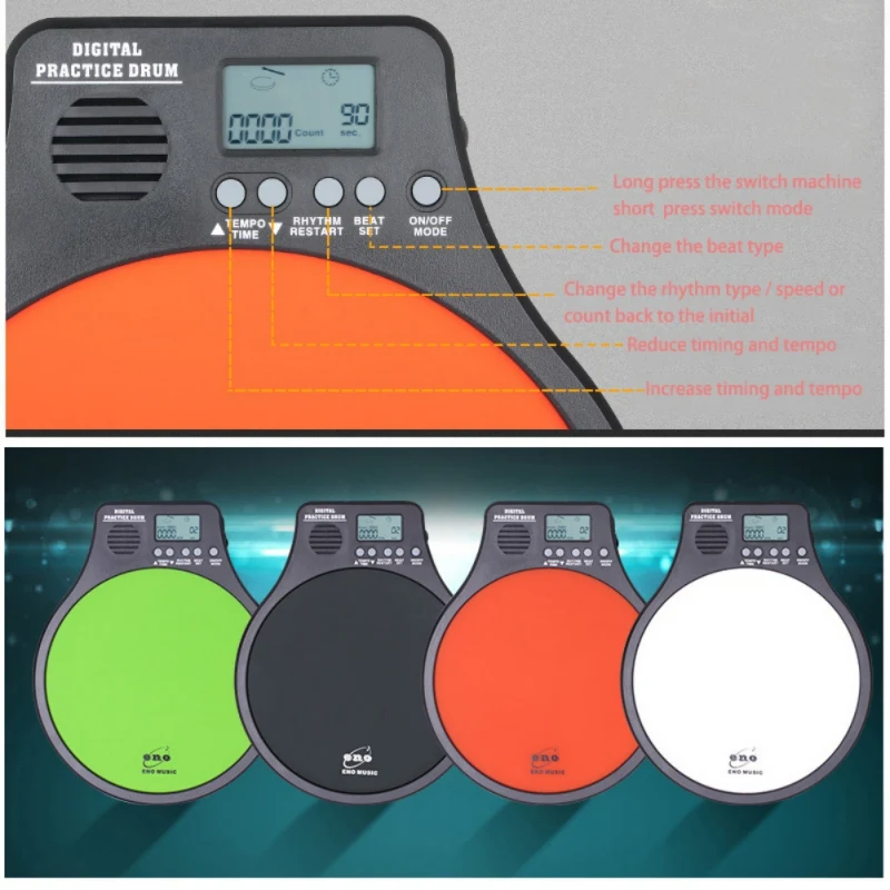 Portable Digital Electric Electronic Lightweight skid-proof Drum Pad Shockproof Training Practice Metronome Counter Accessories 
Portable Digital Electric Electronic Lightweight skid-proof Drum Pad Shockproof Training Practice Metronome Counter Accessories