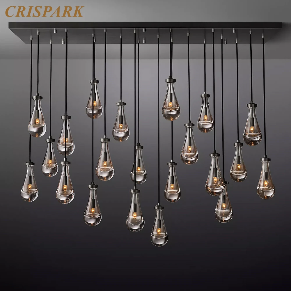 Rain Linear Chandelier Luxury Clear Glass Pendant Hanging Light Modern Large Waterdrop Island Light Fixture for Kitchen Bar Lamp
Rain Linear Chandelier Luxury Clear Glass Pendant Hanging Light Modern Large Waterdrop Island Light Fixture for Kitchen Bar Lamp