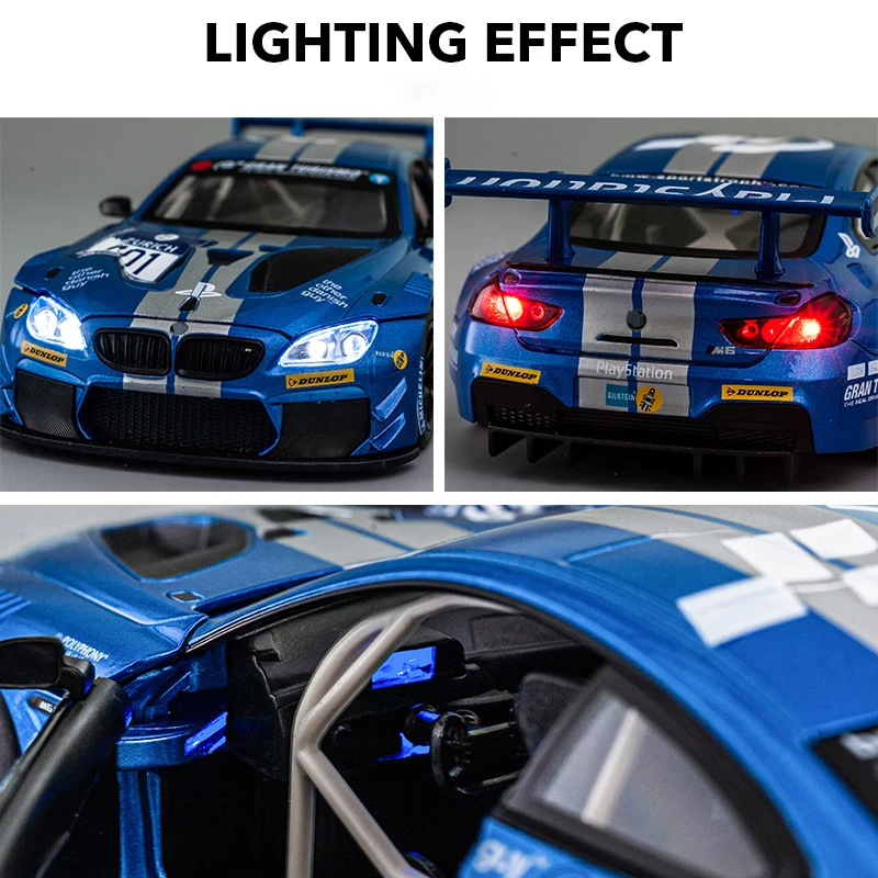 1:24 M6 GT3 Le Mans гоночный автомобиль свободная Регулировка светильник Спорт модель