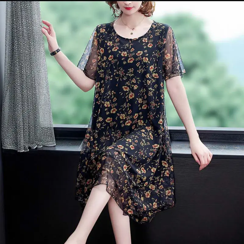 2023 Vintage Black Mesh Midi Dresses Summer 5XL Print Short Sleeve Dress Elegant Women Bodycon Party Vestidos Y345
2023 Vintage Black Mesh Midi Dresses Summer 5XL Print Short Sleeve Dress Elegant Women Bodycon Party Vestidos Y345