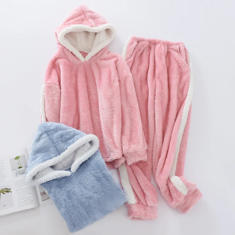 Double Faced Plus Velvet Hoodie Fleece Pajamas Set Autumn and Winter Plush Thick Warm Long Sleeve Pullover Home Suit Sleepwear
Double Faced Plus Velvet Hoodie Fleece Pajamas Set Autumn and Winter Plush Thick Warm Long Sleeve Pullover Home Suit Sleepwear