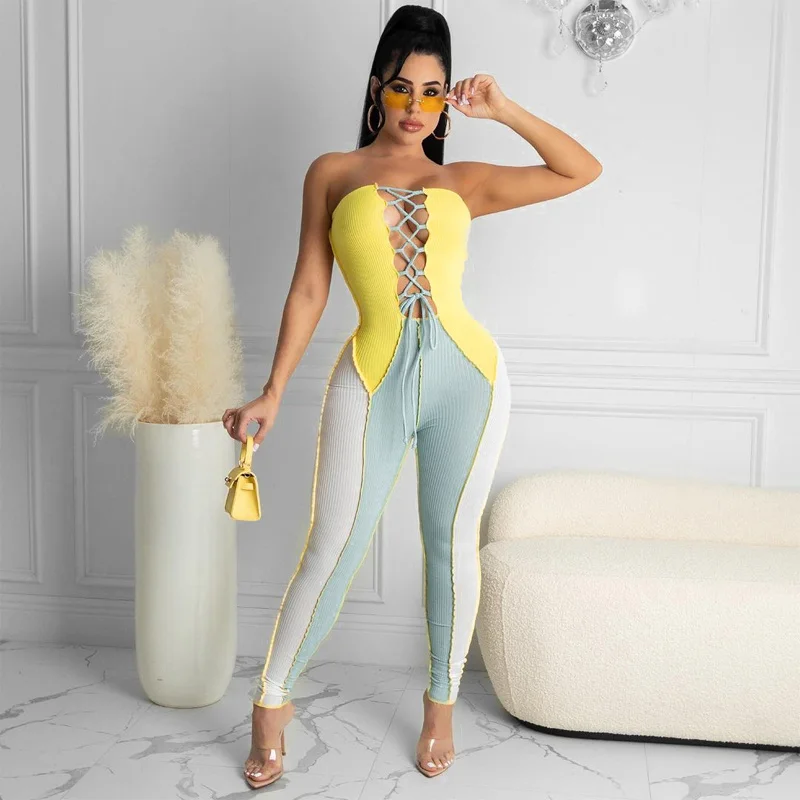 hirigin 2021 Strapless Patchwork Print Jumpsuits Bandage Sexy Hollow Out Summer Women Fashion Streetwear Outfits Club Rompers
hirigin 2021 Strapless Patchwork Print Jumpsuits Bandage Sexy Hollow Out Summer Women Fashion Streetwear Outfits Club Rompers
