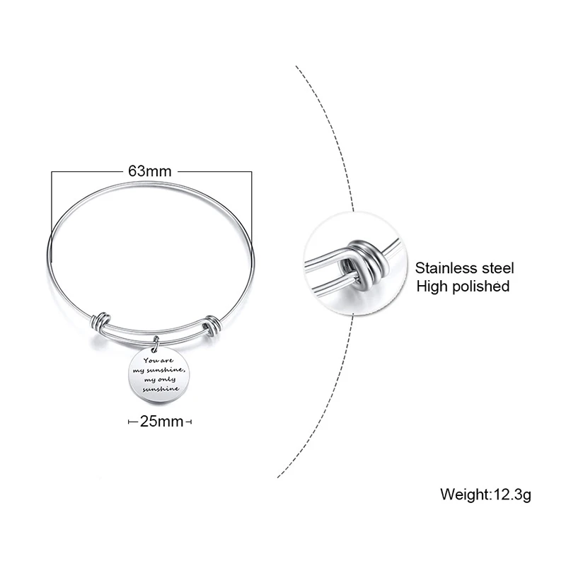 Vnox Inspirational Quote Expandable Bracelets for Women Birthday Dating Gifts Stainless Steel Charm Bangle Jewelry
Vnox Inspirational Quote Expandable Bracelets for Women Birthday Dating Gifts Stainless Steel Charm Bangle Jewelry