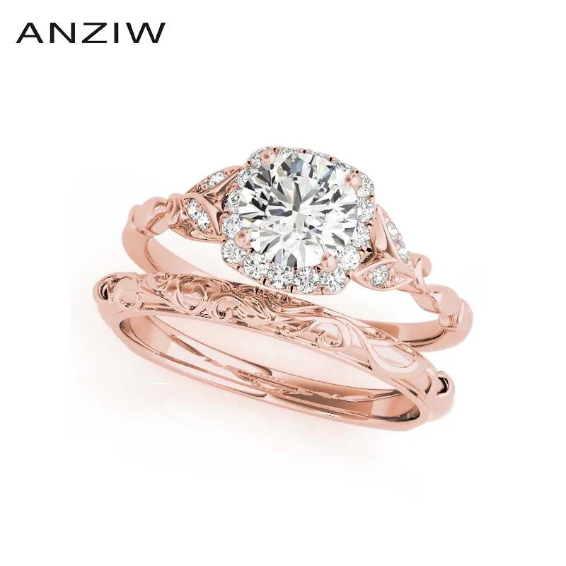 ANZIW 925 Sterling Silver Rose Gold Color Round Cut 0.5ct Wedding Ring Set Women Halo Silver Bridal Ring Set Jewelry Gifts
ANZIW 925 Sterling Silver Rose Gold Color Round Cut 0.5ct Wedding Ring Set Women Halo Silver Bridal Ring Set Jewelry Gifts