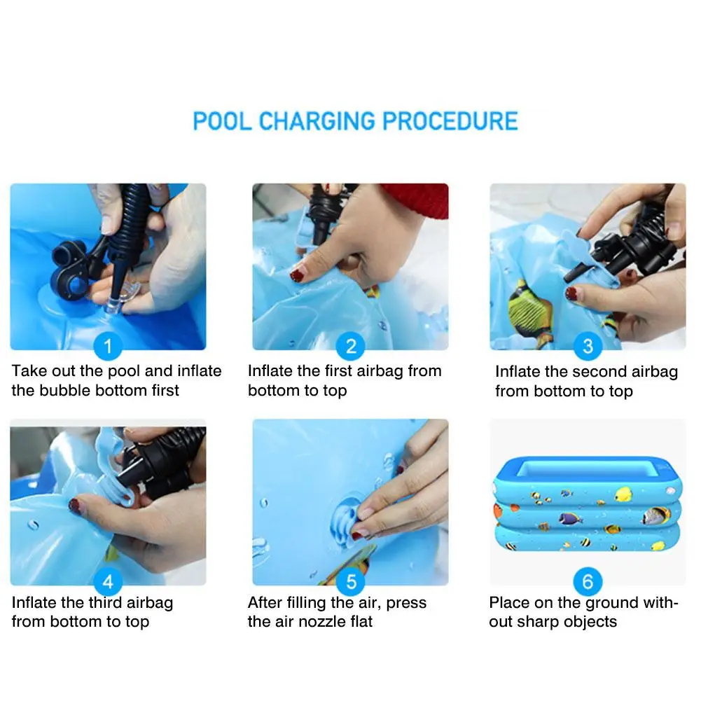 

Kids Inflatable Swimming Pool Blow Up Pool For Family Toddler Pool Play Center Rectangular Removable Pools Children Water Toy