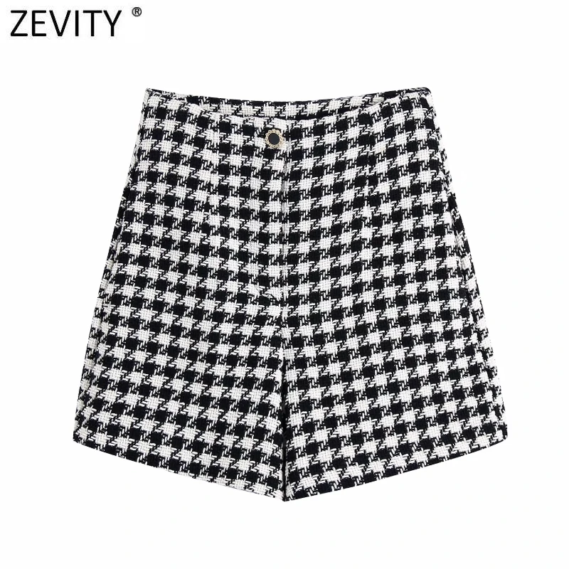 Zevity 2021 New Women Vintage Houndstooth Print High Waist Tweed Hot Shorts Female Chic Zipper Fly Casual Pantalone Cortos P1235 
Zevity 2021 New Women Vintage Houndstooth Print High Waist Tweed Hot Shorts Female Chic Zipper Fly Casual Pantalone Cortos P1235