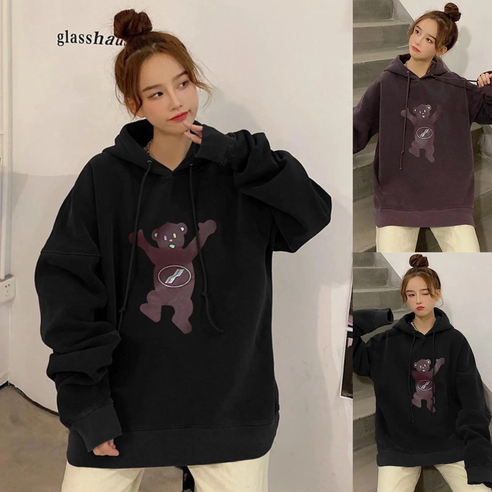 Autumn Women Female Hooded Coat Loose Hoodies Sweatshirt Long Sleeve Bear Print Plush Warm Hoodie Oversize Hooded Sweatshirt
Autumn Women Female Hooded Coat Loose Hoodies Sweatshirt Long Sleeve Bear Print Plush Warm Hoodie Oversize Hooded Sweatshirt