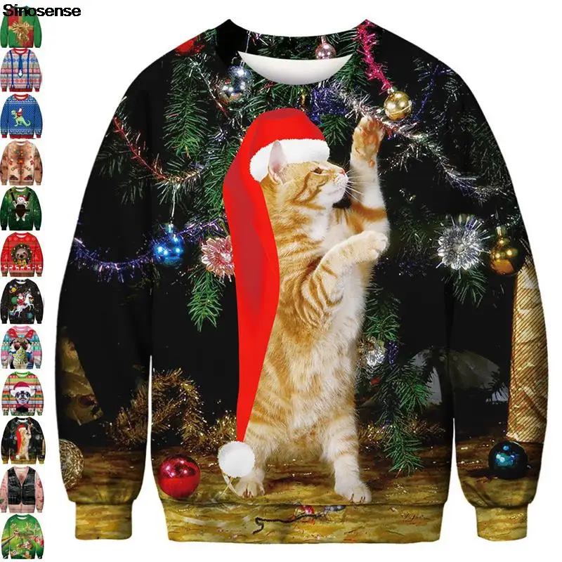 3D Funny Cat Print Ugly Christmas Sweater Men Women Holiday Party Xmas Crew Neck Sweatshirt Couple Christmas Jumpers Tops
3D Funny Cat Print Ugly Christmas Sweater Men Women Holiday Party Xmas Crew Neck Sweatshirt Couple Christmas Jumpers Tops