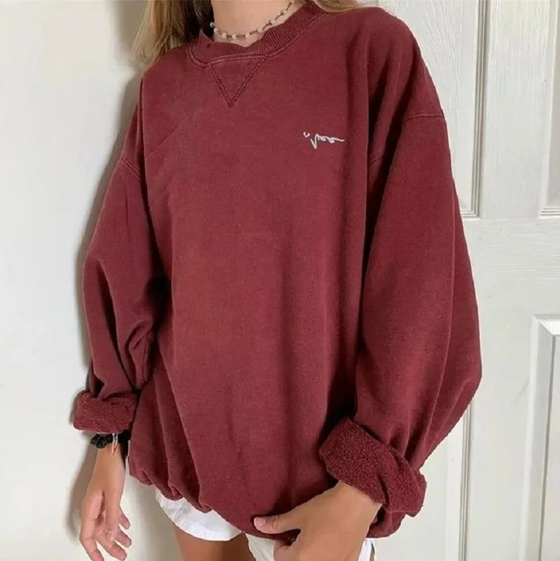 Spring Tops 2021 Autumn New Casual Teens Girls Pullovers Vintage Red Simple Letter Printing Crewneck Sweatshirt Women Oversized
Spring Tops 2021 Autumn New Casual Teens Girls Pullovers Vintage Red Simple Letter Printing Crewneck Sweatshirt Women Oversized