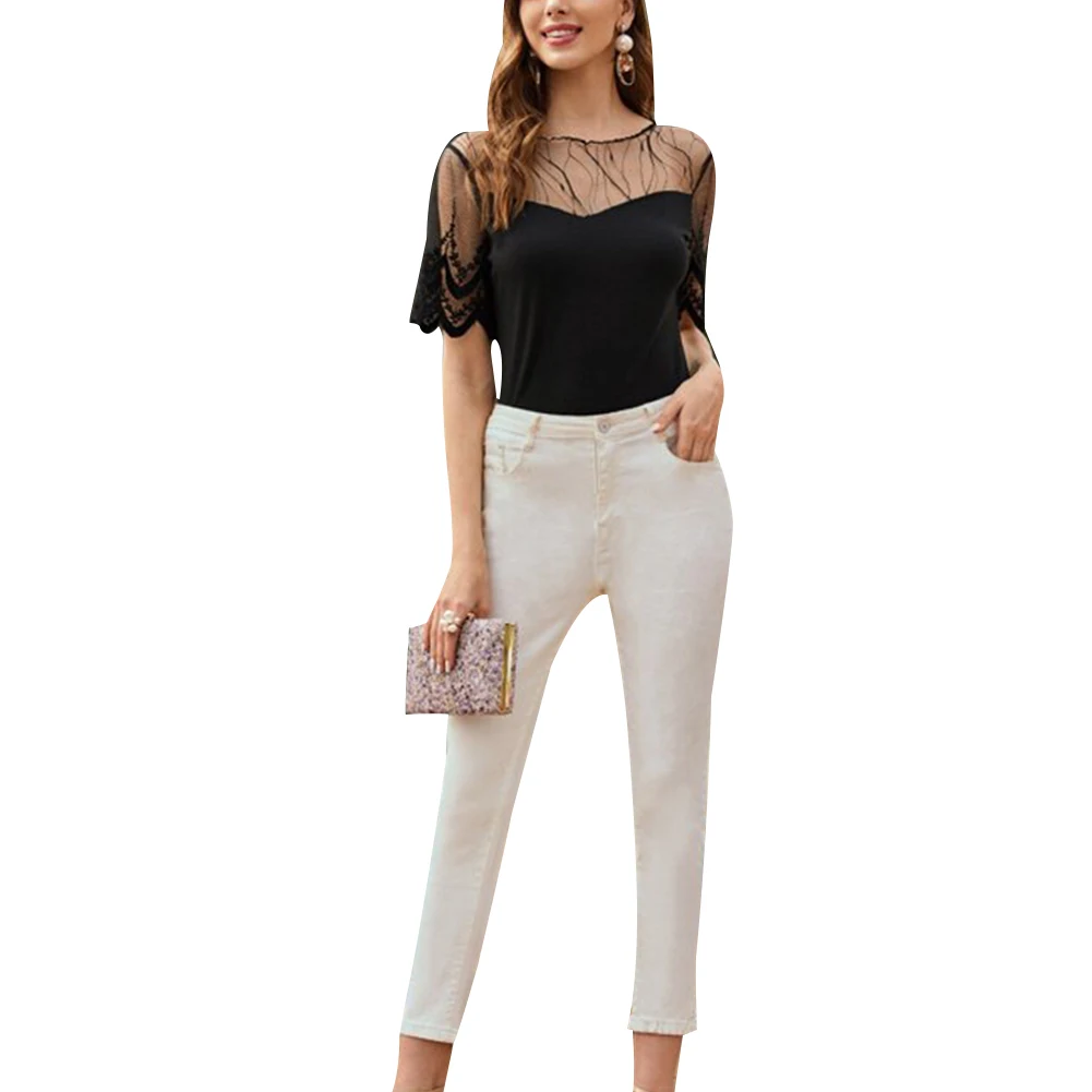 Fashion Women Ladies Tops Short Sleeve Mesh Lace Splice T shirt Tops Summer Casual Clothes
Fashion Women Ladies Tops Short Sleeve Mesh Lace Splice T shirt Tops Summer Casual Clothes