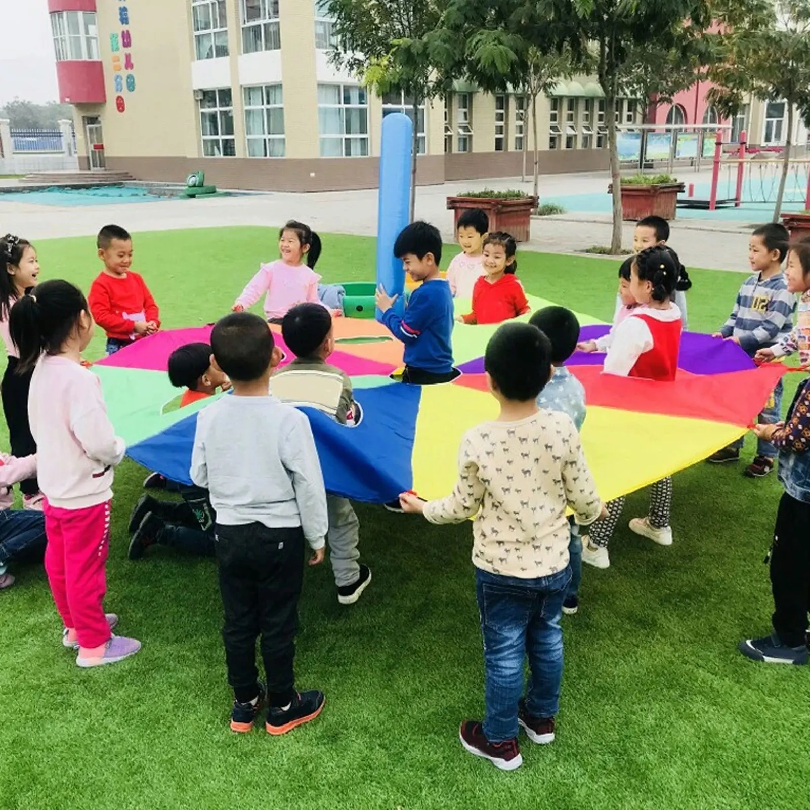 Team Entertainment Facilities Parachute Game Kids Play Parachute With Handles And 4 Air Sticks Parent-child Interactive Toys
Team Entertainment Facilities Parachute Game Kids Play Parachute With Handles And 4 Air Sticks Parent-child Interactive Toys