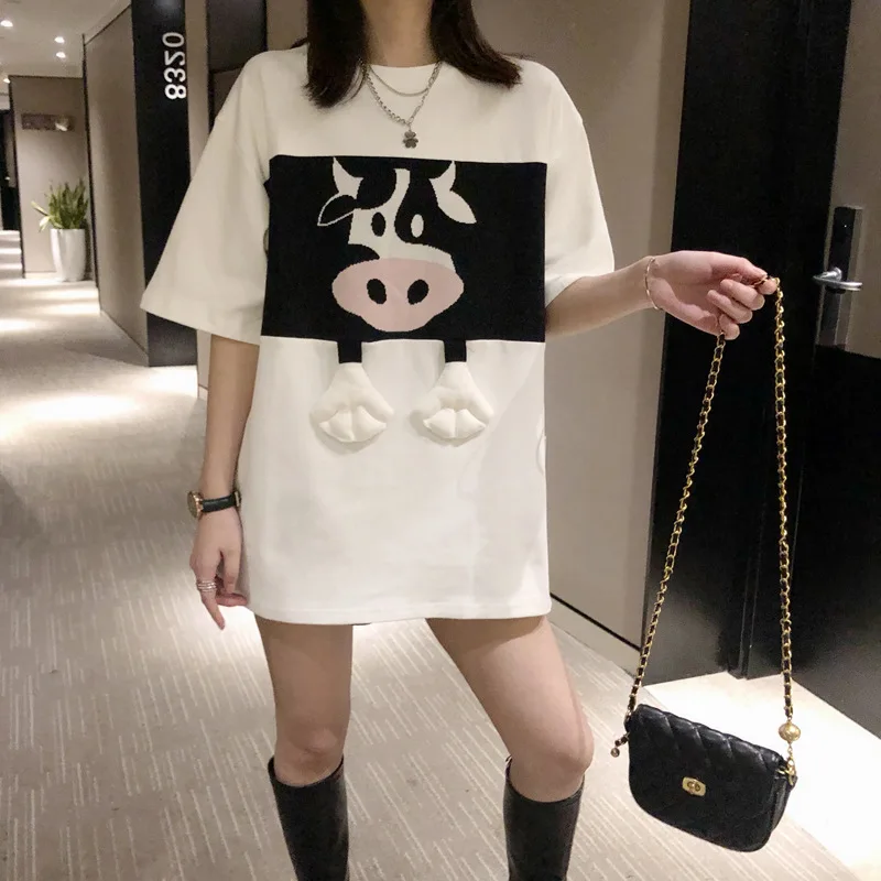 Short-sleeved T-shirt cartoon with diamond bear rabbit cow summer new loose de velvet brushed pullover bottoming shirt
Short-sleeved T-shirt cartoon with diamond bear rabbit cow summer new loose de velvet brushed pullover bottoming shirt