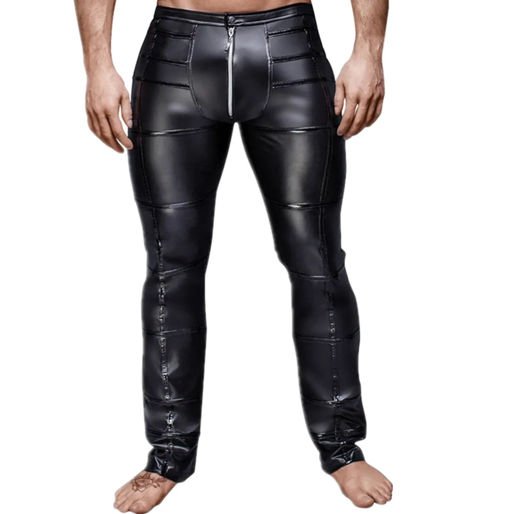 Mens Skinny Shiny Black PU Leather Trousers For Male Trouser Stage Club Wear Biker Pants Sexy Club Wear
Mens Skinny Shiny Black PU Leather Trousers For Male Trouser Stage Club Wear Biker Pants Sexy Club Wear