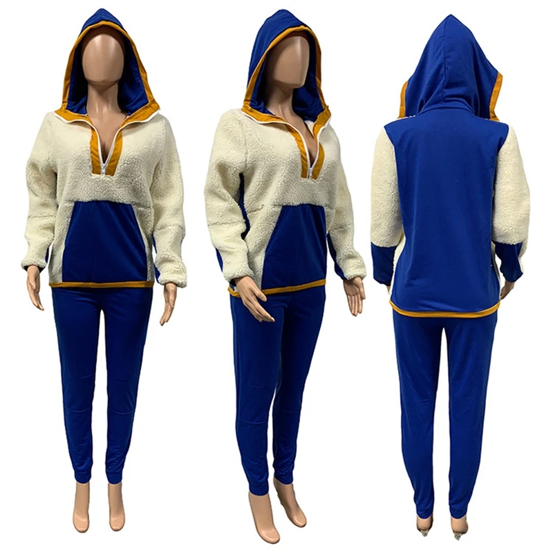 ZKYZWX Winter Patchwork Velour Hoodie Two Piece Set for Women Long Sleeve Tops fashion Sweatpants Lounge Wear Matching Sets
ZKYZWX Winter Patchwork Velour Hoodie Two Piece Set for Women Long Sleeve Tops fashion Sweatpants Lounge Wear Matching Sets