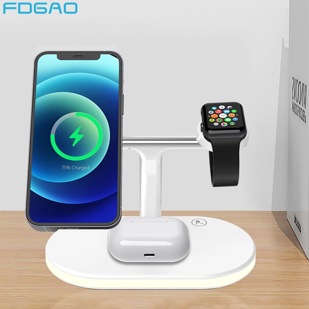 FDGAO магнитное Беспроводное зарядное устройство для iPhone 12 Pro Max Mini с кабелем Type-C Qi 15 Вт Быстрая зарядка для Apple Watch 6 Airpods Pro
FDGAO магнитное Беспроводное зарядное устройство для iPhone 12 Pro Max Mini с кабелем Type-C Qi 15 Вт Быстрая зарядка для Apple Watch 6 Airpods Pro
